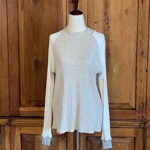 GILLI USA Ribbed Multi Color Mock Neck Long Sleeve Cotton Stretch Top Sz. M